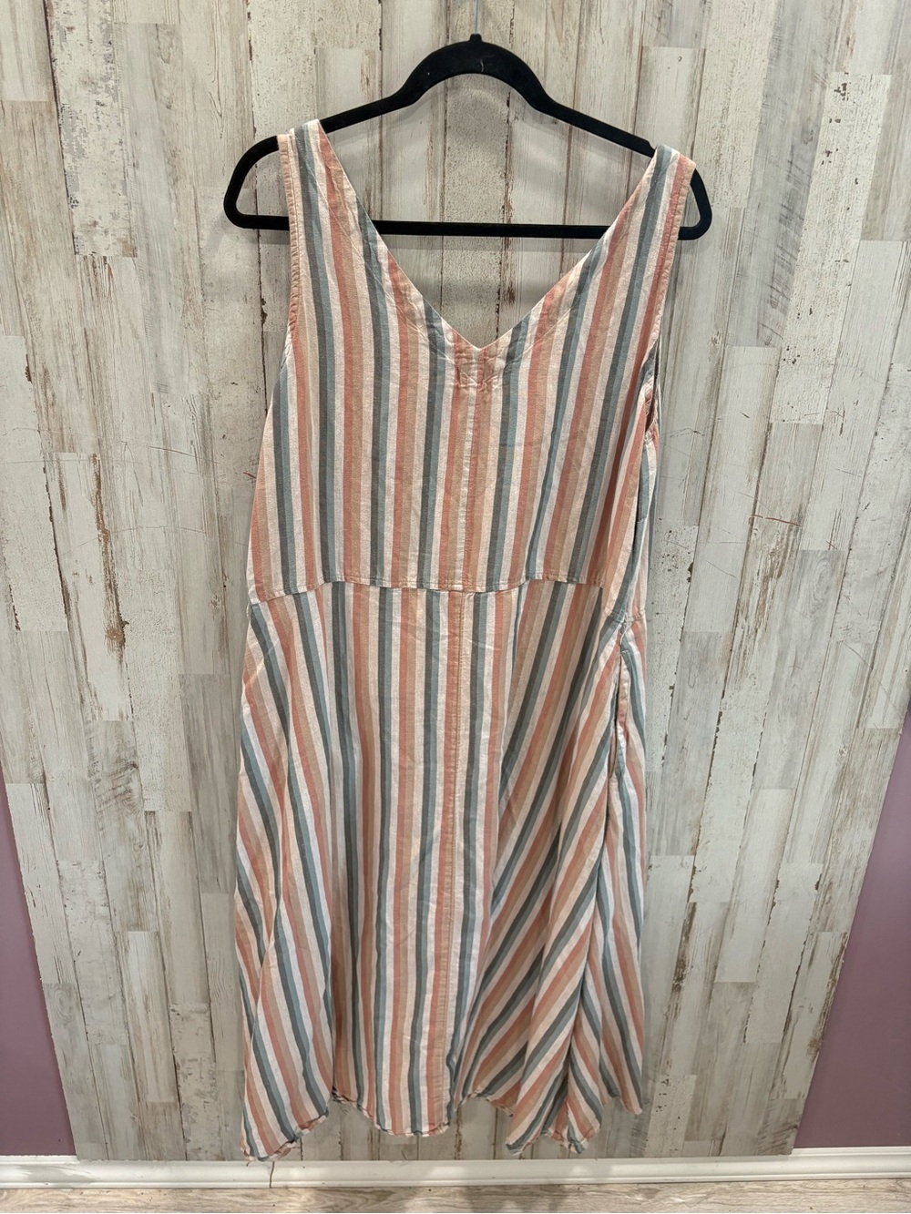 Pact Women's Canopy Hemp Organic Cotton Stripe Button Front Dress XL Pockets - Picture 6 of 8
